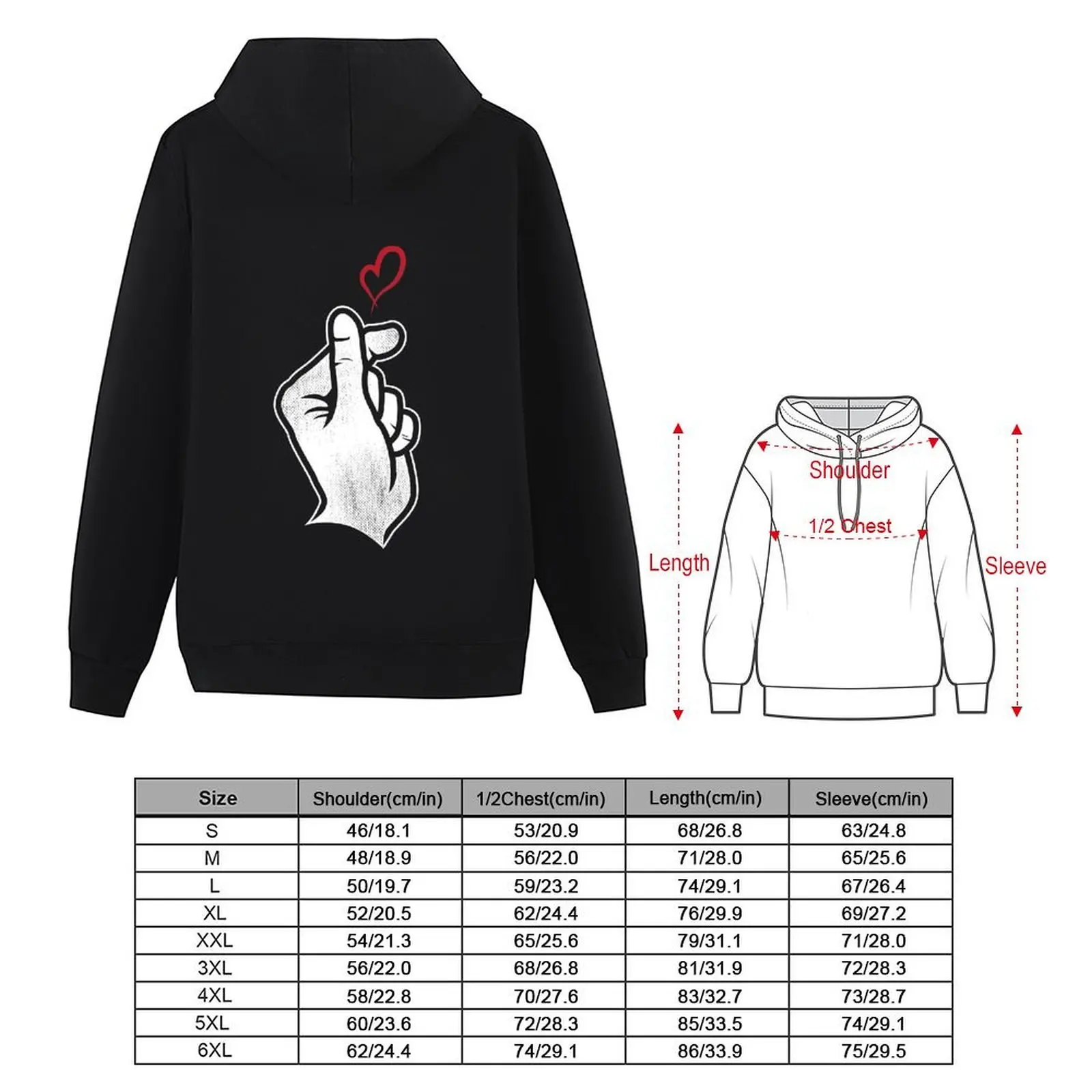 الكورية فنجر القلب هوديي أزياء الرجال بلوزة النمط الياباني الكورية نمط ملابس الرجال هوديي #4