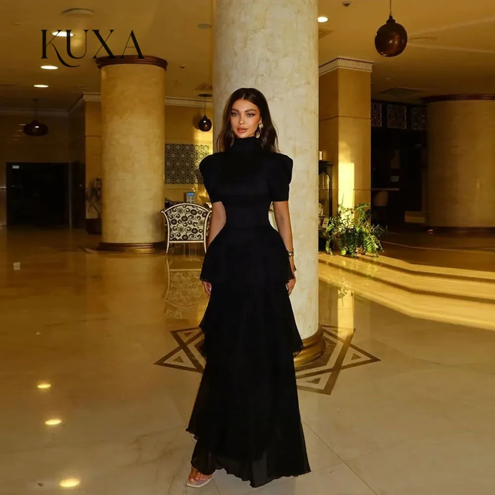 KUXA Chiffon Tüll Falten Abendkleid Angepasst Frau Party Kleider Knöchel Länge Meerjungfrau Formale Prom Kleider Für Frau Neue 2026