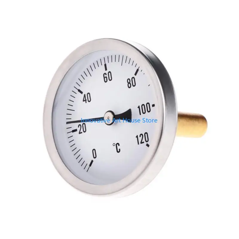 E1PC Wall Mount Analog Thermometer 63mm Horizontal Thermometer Horizontal Thermometer Aluminum Temperature Indicate
