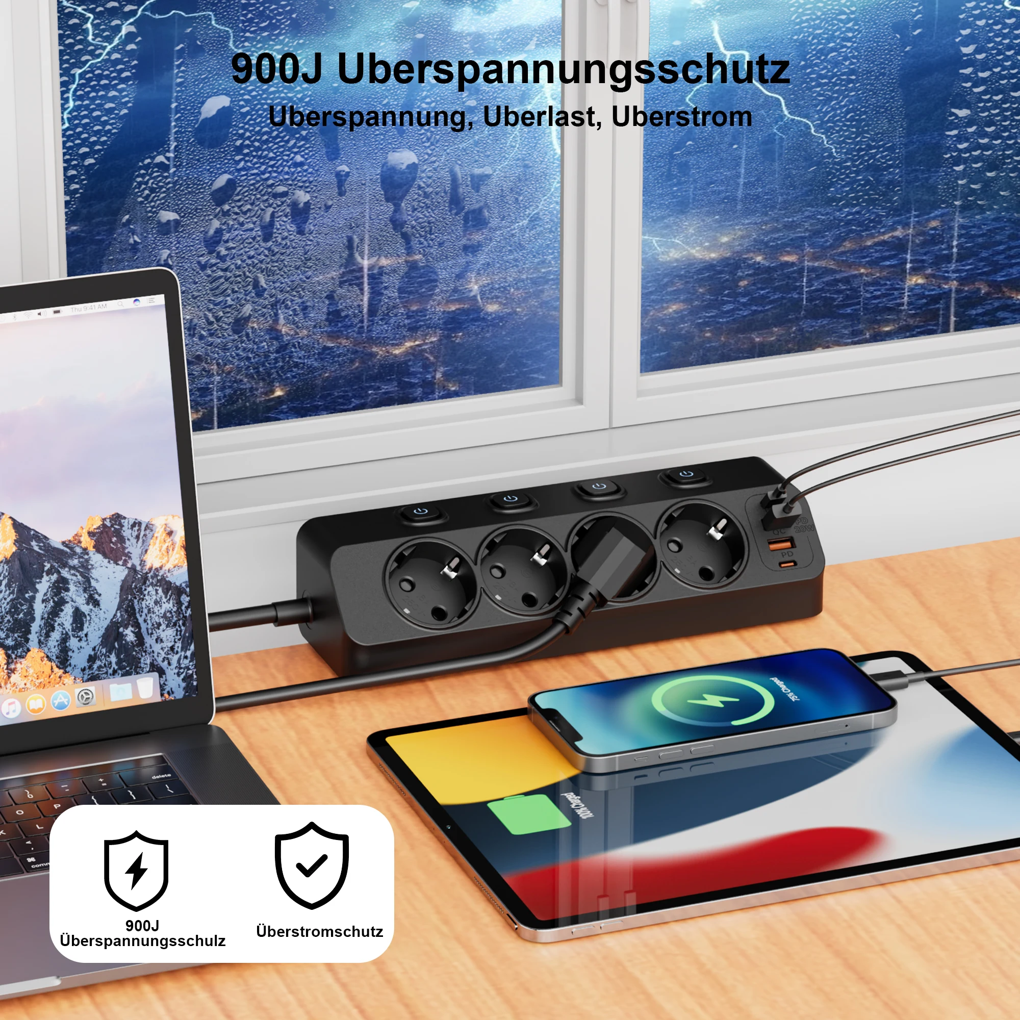 الاتحاد الأوروبي التيار المتناوب التوصيل قطاع الطاقة مفاتيح مستقلة متعددة الوظائف الثلاثي الثابتة المقبس القياسي الأوروبي مع منافذ 2USB-A 2USB-C