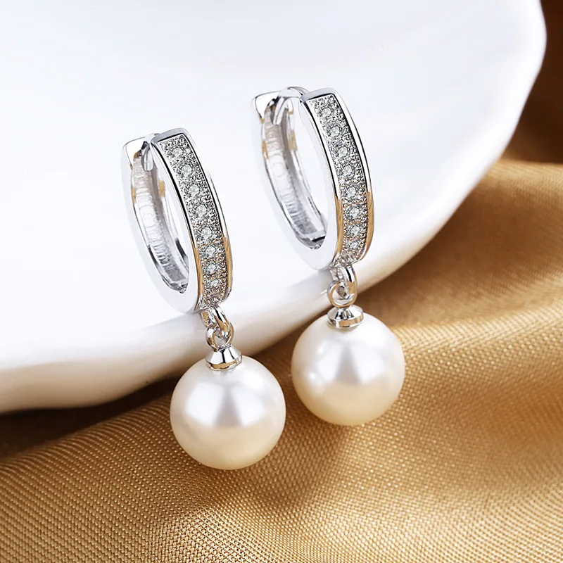 

2024 Pearl Earrings Genuine Natural Freshwater Pearl 925 Sterling Silver Earrings Pearl Jewelry For Wamen Wedding Gift