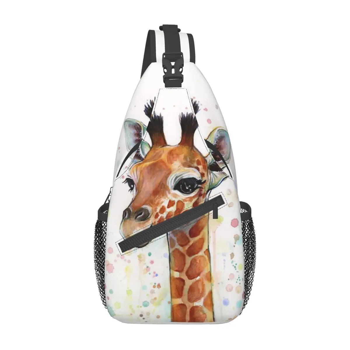 Baby Giraffe Nursery Small Sling Bag Chest Crossbody Shoulder Sling Backpack Outdoor Hiking Daypacks Art Printed Satchel