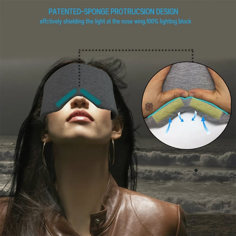 Unisex Cotton Blackout Eye Mask Oversized Eyeshade Adjustable Sleeping Blindfold Drop Shipping