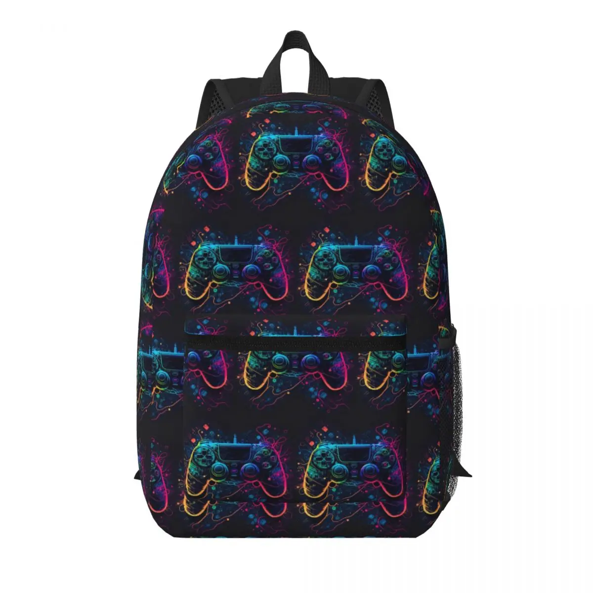 Neon Light Game Controller Gamepad Student Backpack School Bag Hiking Travel Daypack for Boys Girls Bookbag Shoulder Bags