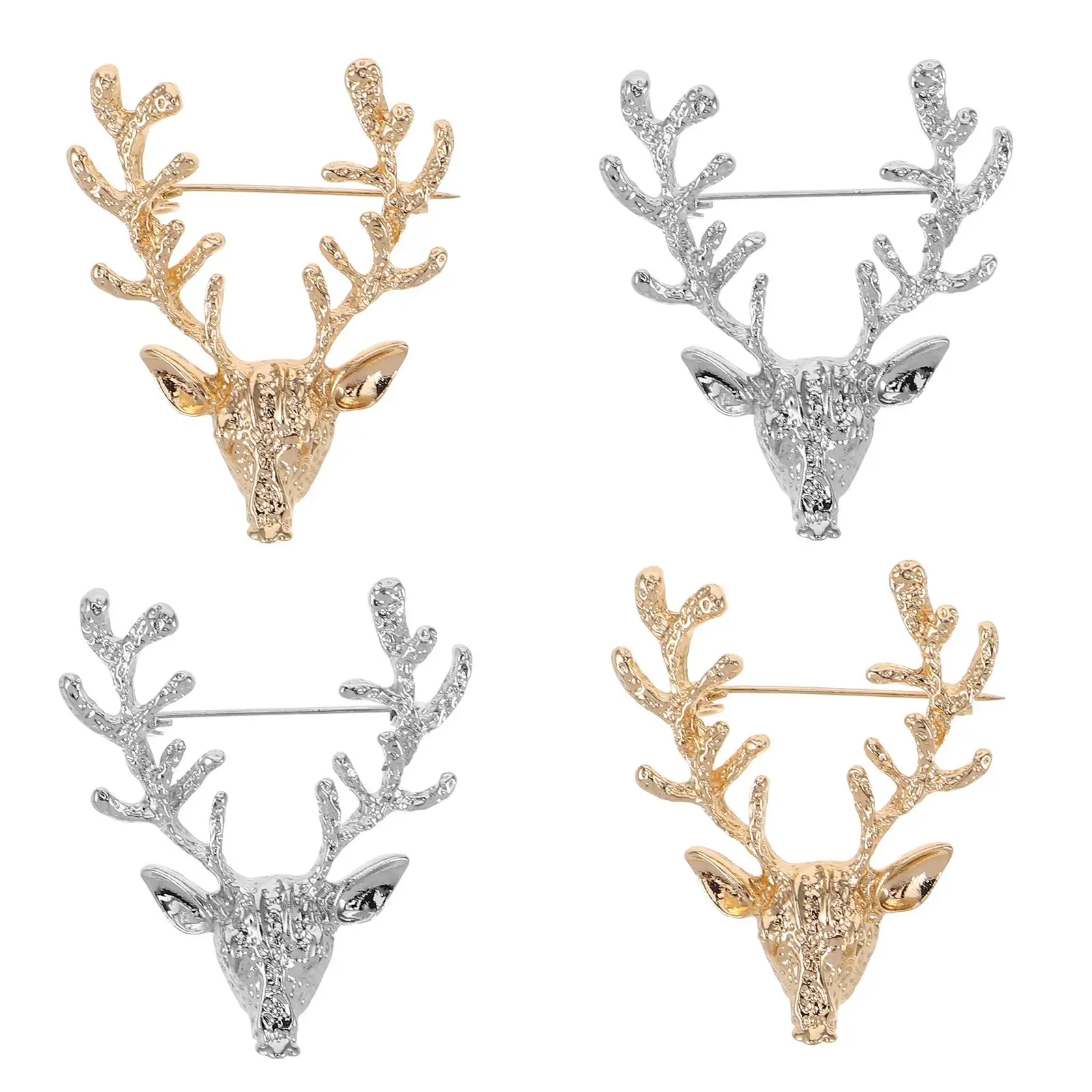 

4 Pcs Boutonniere Pins Deer Head Brooch for Clothes Decorative Badge Women Lapel Gifts Clips Hats Elk Jewelry
