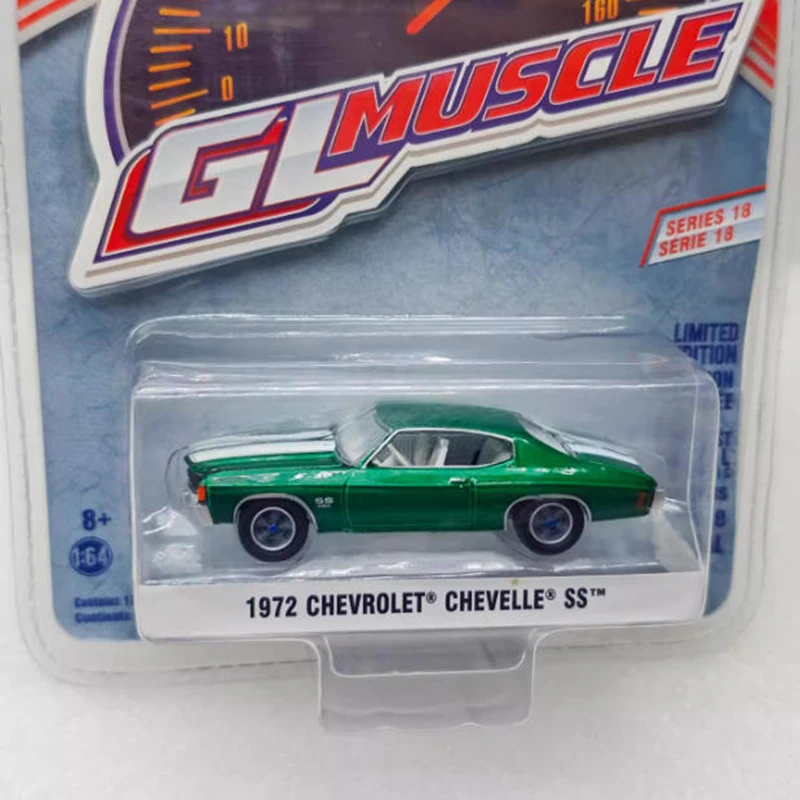 GreenLight 1:64 Muscle Series 18-1972 Chevelle SS Green Machine Collezione di modelli di auto in lega Display Ornamento Giocattolo regalo