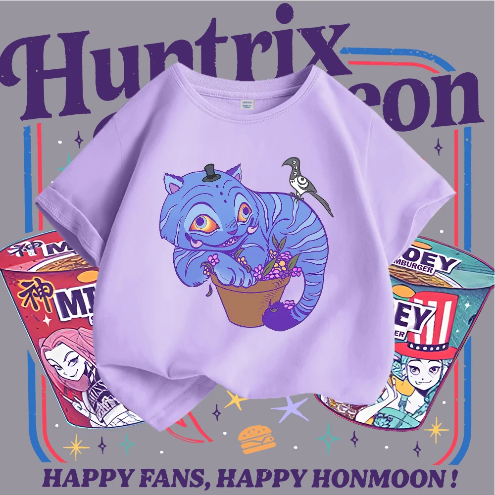 تي شيرت للأطفال على طراز KPOP مستوحى من Y2K مع رسومات قطة زرقاء لطيفة وطيور، تي شيرت عصري مطبوع عليه حيوانات كرتونية للأطفال، فريد من نوعه