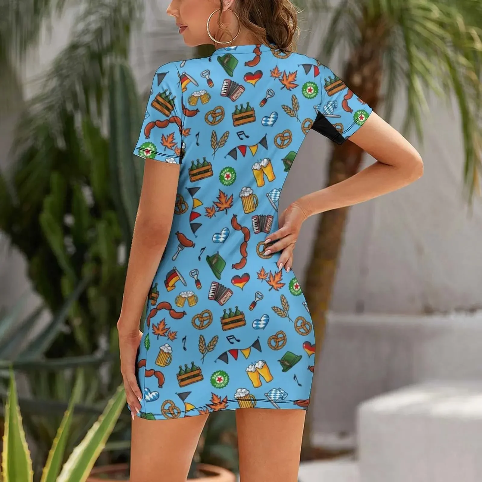 Oktoberfest Seamless Pattern Short-Sleeved Dress dresses women summer 2026 Dress woman Woman dresses Dress