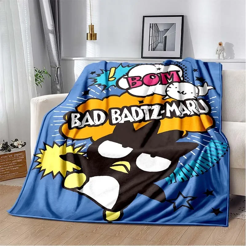 Sanrio Bad Badtz Maru Icon Pattern Soft Blanket Fluffy Children and Adults  Sofa Plush Bedspread Throw Blanket for Sofa Bed Gift