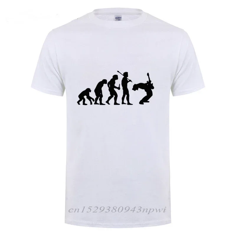 Evolution Of A Guitarist Music Rock Guitar Musician Band  T-shirt Men Male Short Sleeve Round Neck Cotton Funny T Shirt