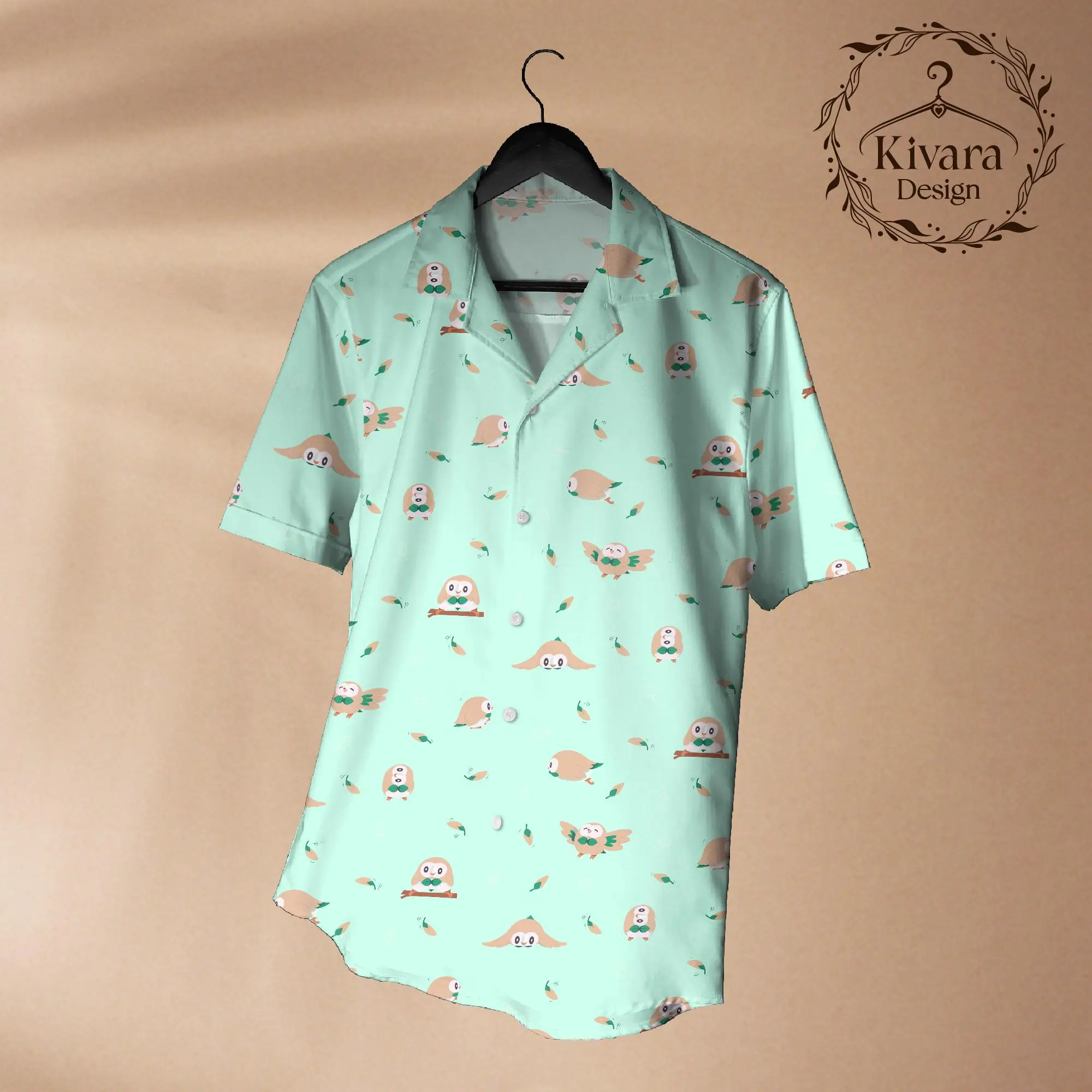 Owl Hawaiian Shirt Pokémon Anime graphic T-shirt Summer Sports Leisure Men's T-Shirt Children's Clothing Tee Y2k Woman ﻿