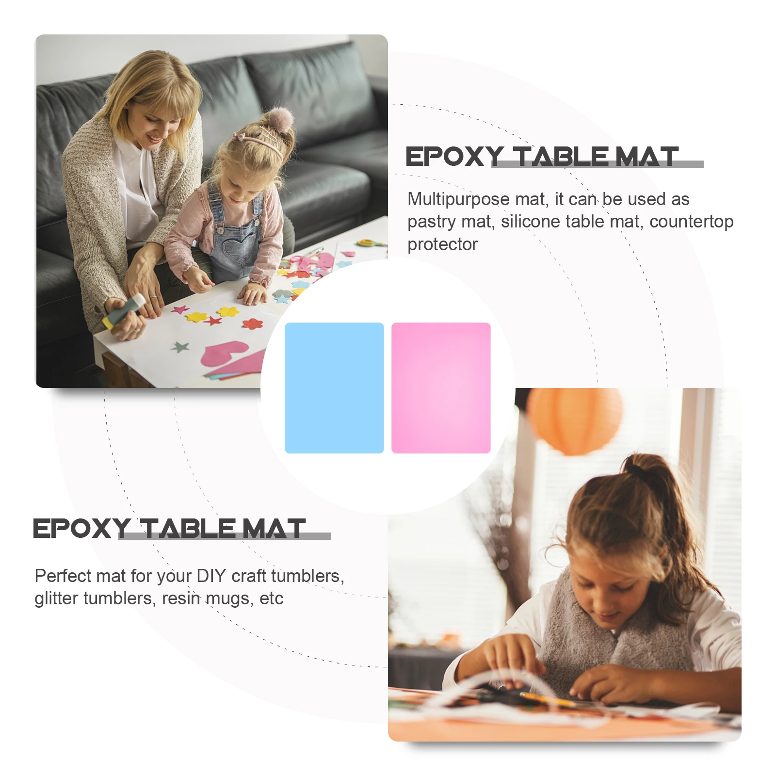 

2pcs Diy Craft Mat Silicone Non-Stick Countertop Protector For Epoxy Resin Jewelry Making Baking Projects Epoxy