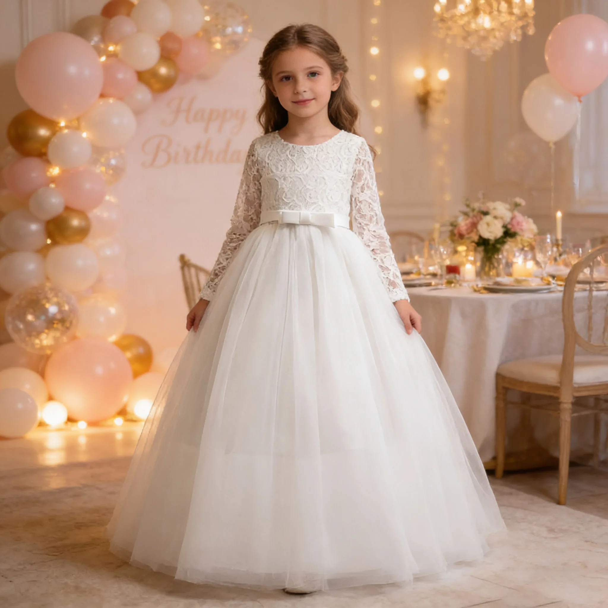 

Детские пышные платья для девочек-подростков, белое платье для вечеринки по случаю дня рождения, платье принцессы для девочек на свадьбу, бальное платье