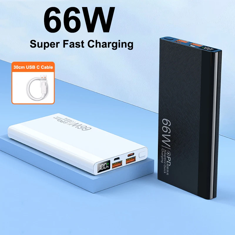 

30000mAh Power Bank with 66W PD Super Fast Charging Powerbank Portable External Battery Charger For iPhone Samsung Huawei Xiaomi