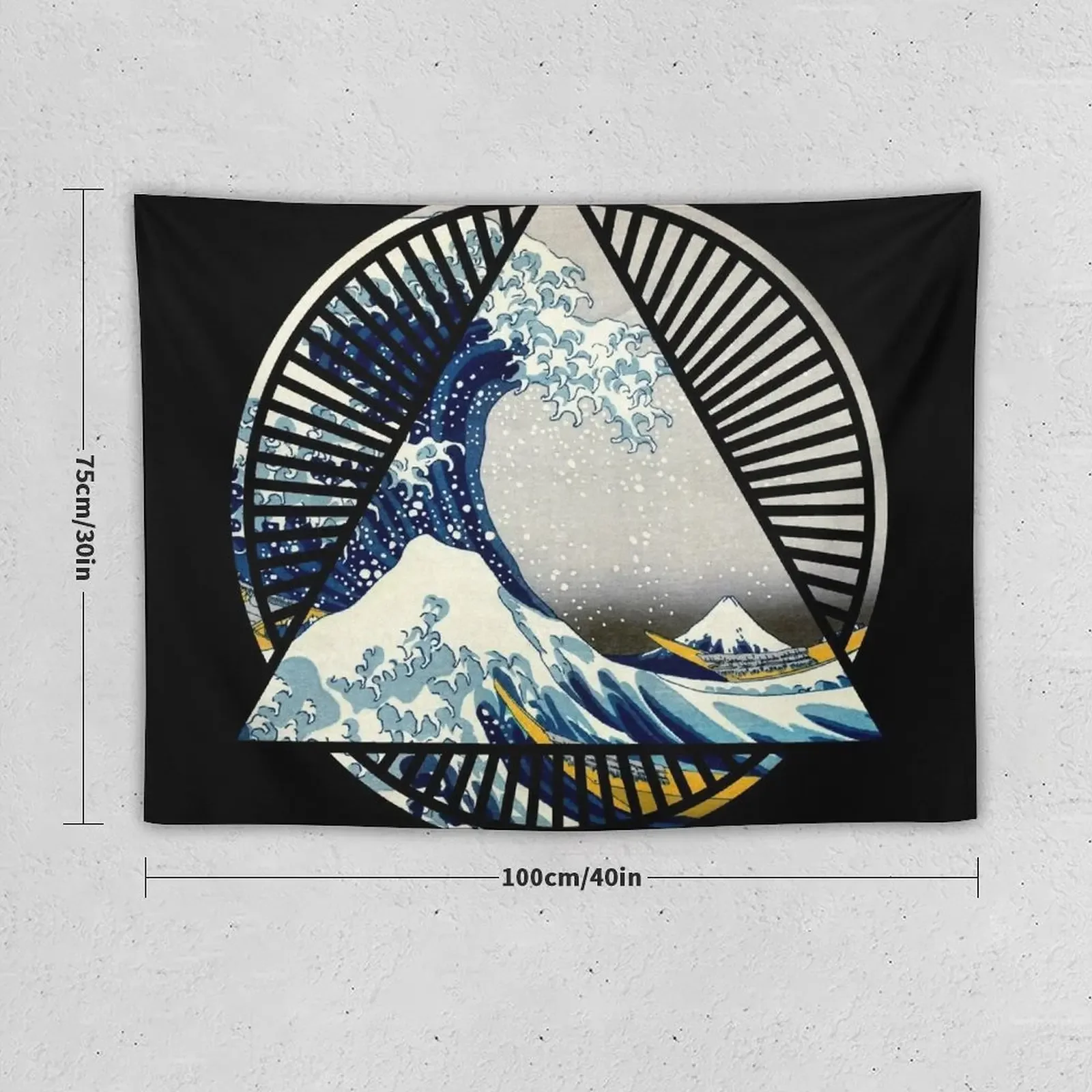 Vintage Hokusai Mount Fuji Great Tsunami Wave Japanese Geometric Manga Shirt Tapestry Home Decoration Tapestry