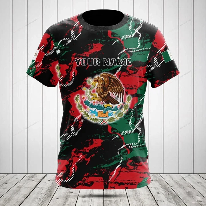Custom Summer Casual Mexico Flag Eagle Graphic T-shirts Loose Oversized Boys and Girls Streetwear Fashion E-Sports Team Jersey