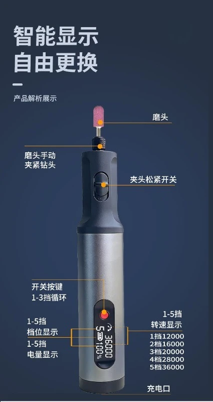 Multifunctional Electric Grinding Pen Professional Rotary Grinder, Handheld Tool for Drilling Carving Polishing Sanding