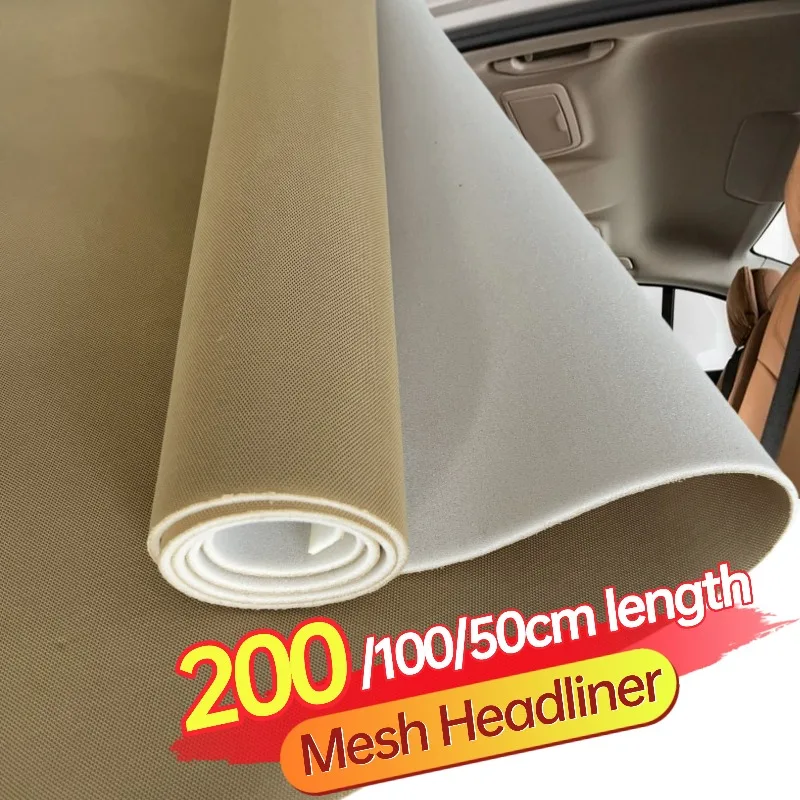 Tecido de malha para cabeça de carro, 4mm, com suporte de espuma, material de substituição interior automotivo, caminhão/suv/rv, reparo de estofamento de teto de carro