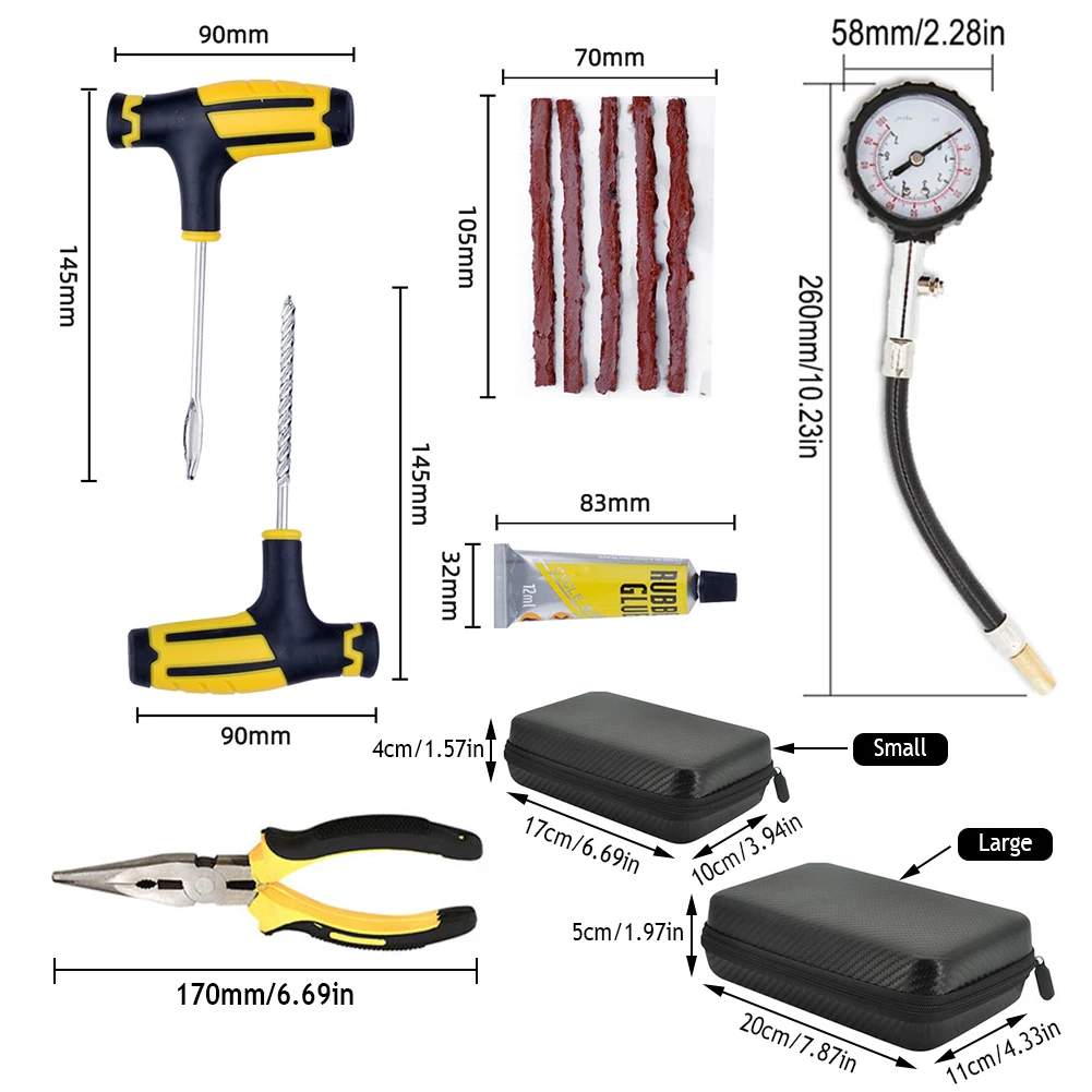 Car Tire Repair Tool Kit Studding Tool Set Auto Bike Tubeless Tyre Puncture Repair Kit Auto Tubeless Tire Puncture Plug