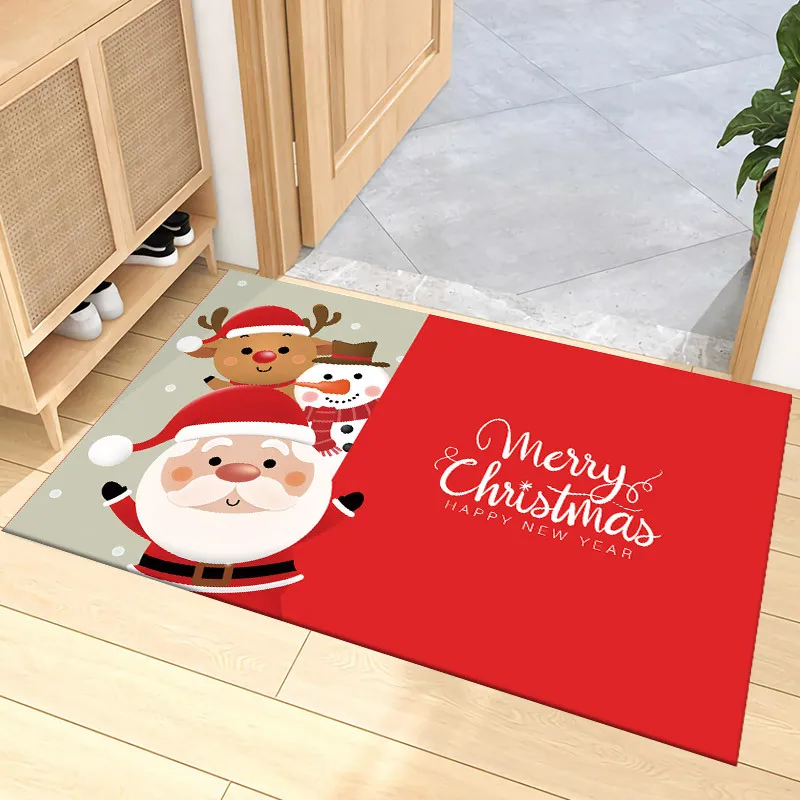 Weihnachten Santa Rentier Teppich Matte Teppich Schneemann Home Dekoration Eingangsbereich Bodenmatte mit Frohe Weihnachten Frohes Neues Jahr Gruß