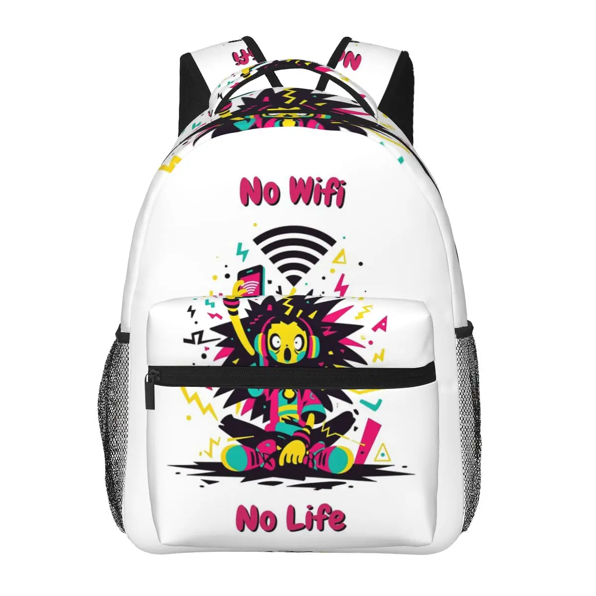 

No WiFi, No Life Funny Tech Addict Design Рюкзак Рюкзак большой вместимости Детская сумка для книг Школьная сумка Сумки на плечо для мужчин и женщин