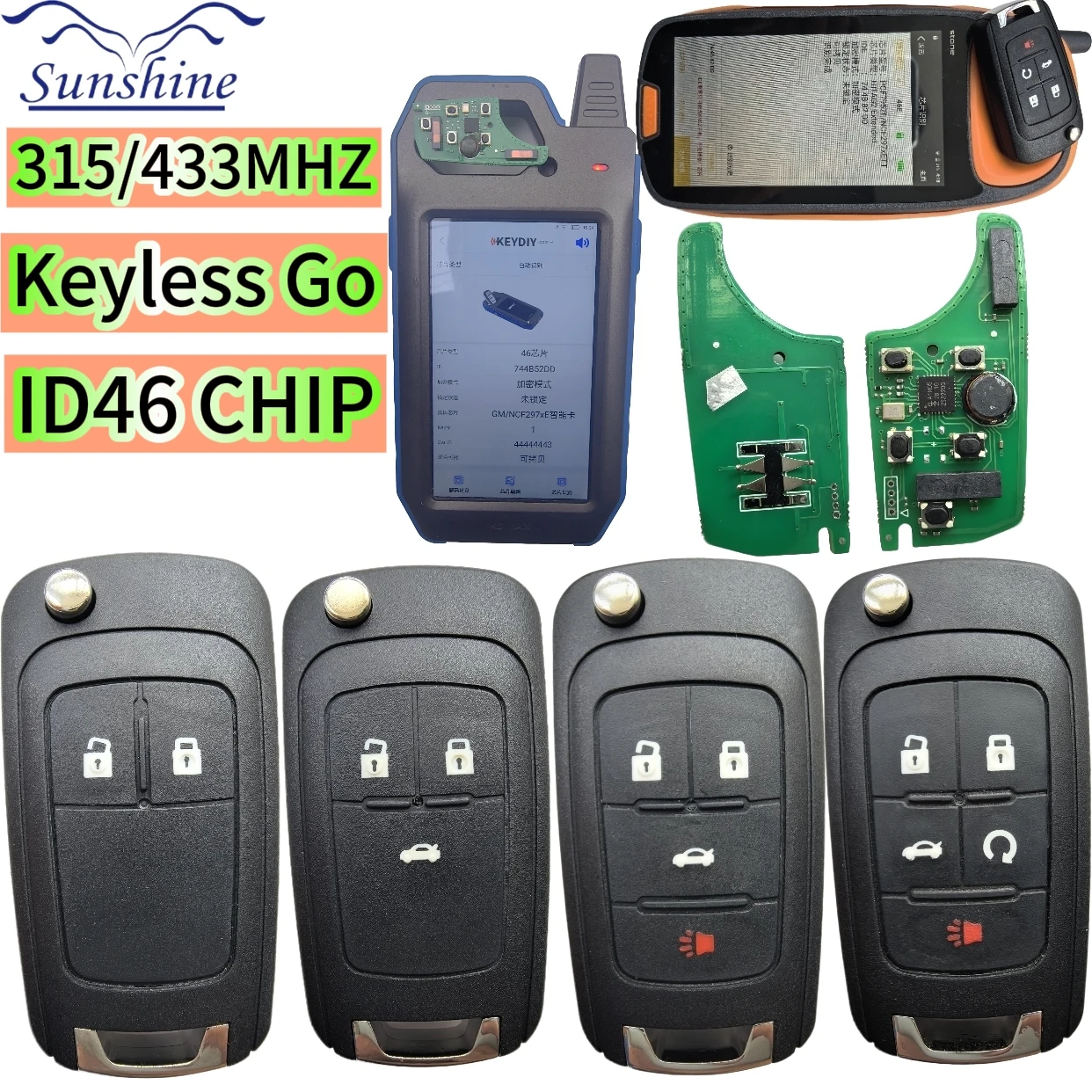 

Sunshine ID46 Chip 315/433Mhz For Auto Smart Keyless Go Remote Key For Chevrolet Camaro Cruze Equinox Malibu 2010-2016