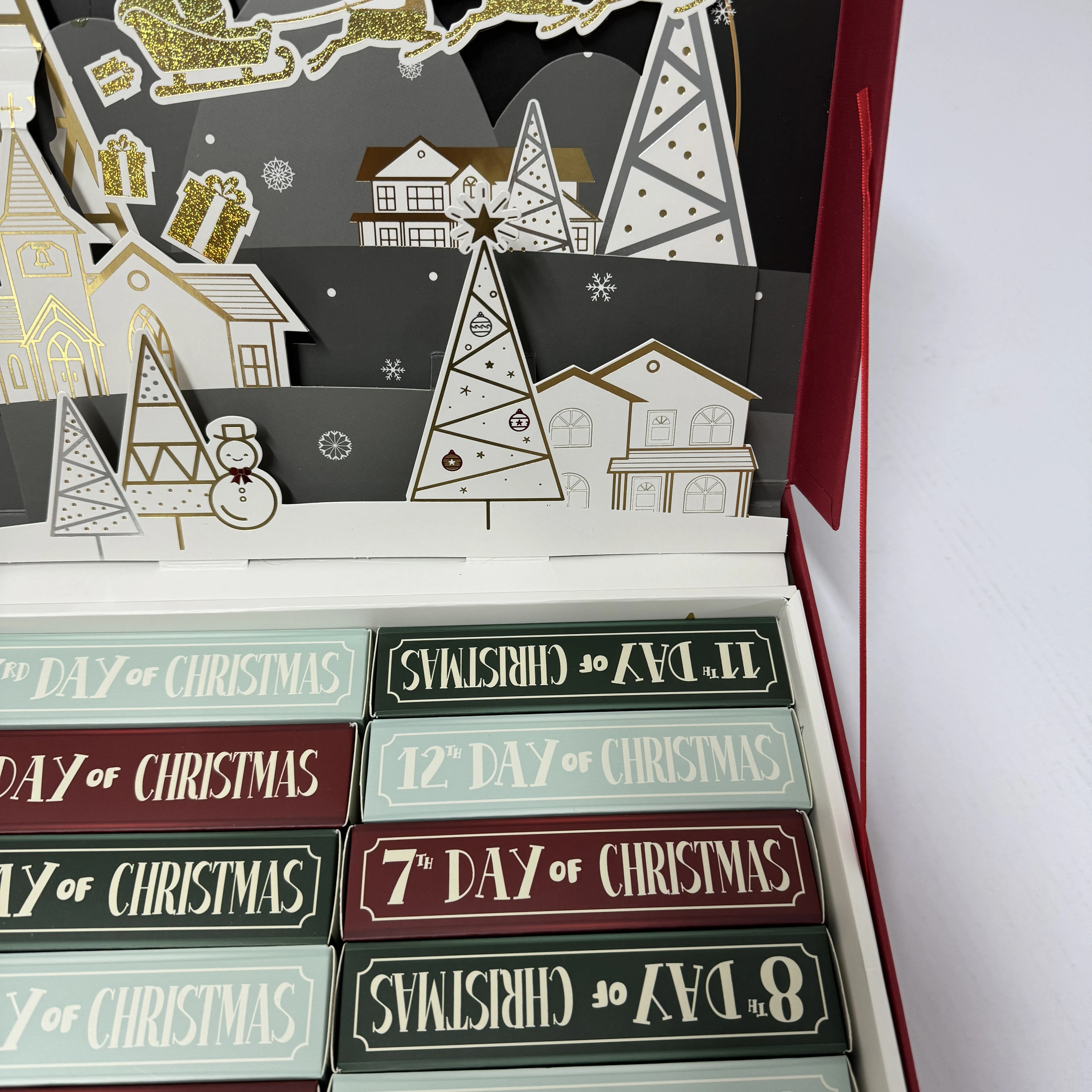 Customization.New Design Christmas Chocolate Clamshell Advent Calendar Custom Cardboard Pop up Advent Calendar Packaging Box