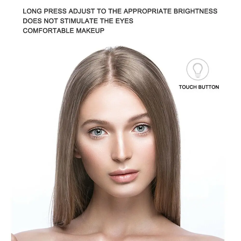 Miroir de maquillage Double face avec lumière LED, miroir cosmétique de forme ronde de 8 pouces, miroir grossissant de bureau 10X pour la maison