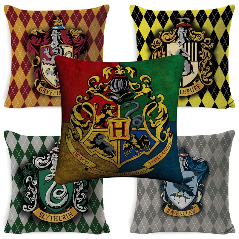 Harry Potter Capa de Almofada Macia, Fronha Mágica, Cobra, Leão, Águia, Texugo, Decoração da Casa, Sofá, Carro