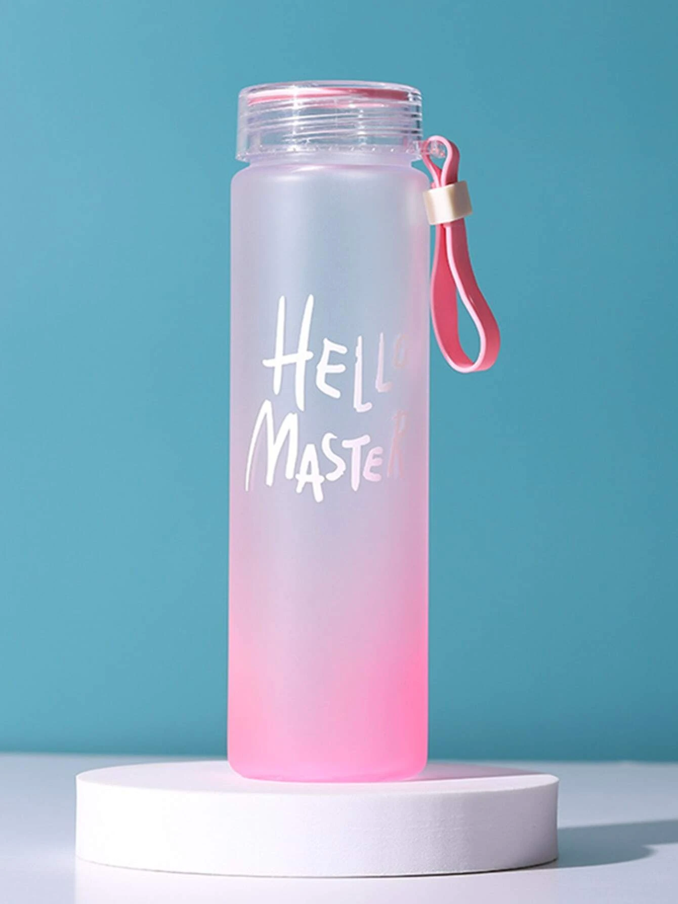 500ml Gradient Sports Water Bottle Plastic Large Capacity Frosted Cup With Strap Gift Camping Tour Plastic Sport Water Bottle