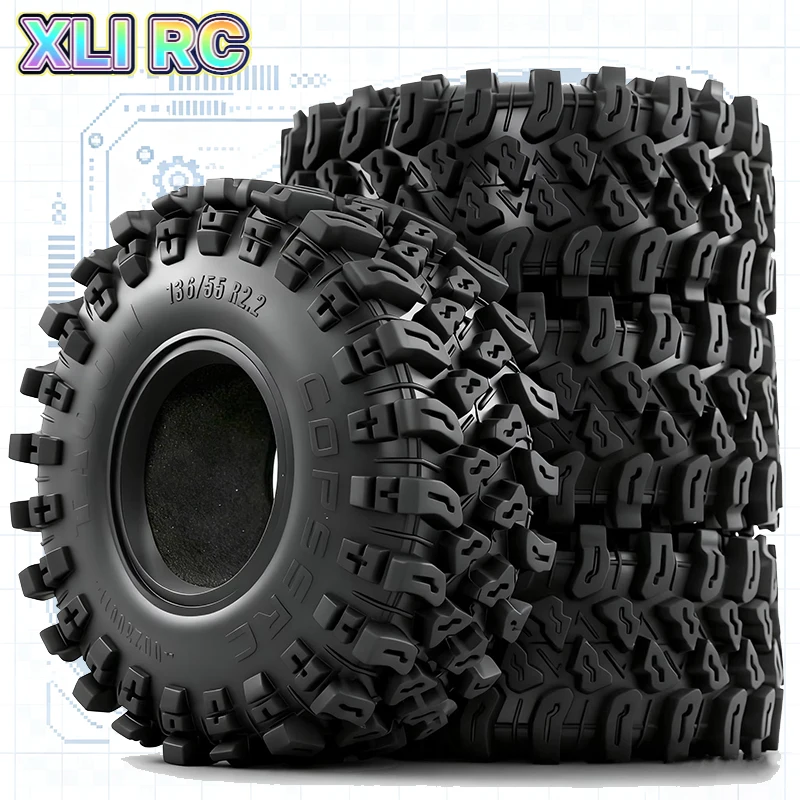 2.2 RC Crawler Tires 1/10 Rubber Slingers Grappler Mud Wheels Tyres For 1:10 Crawler Car Axial SCX10 90047 D90 TF2 Traxxas TRX4