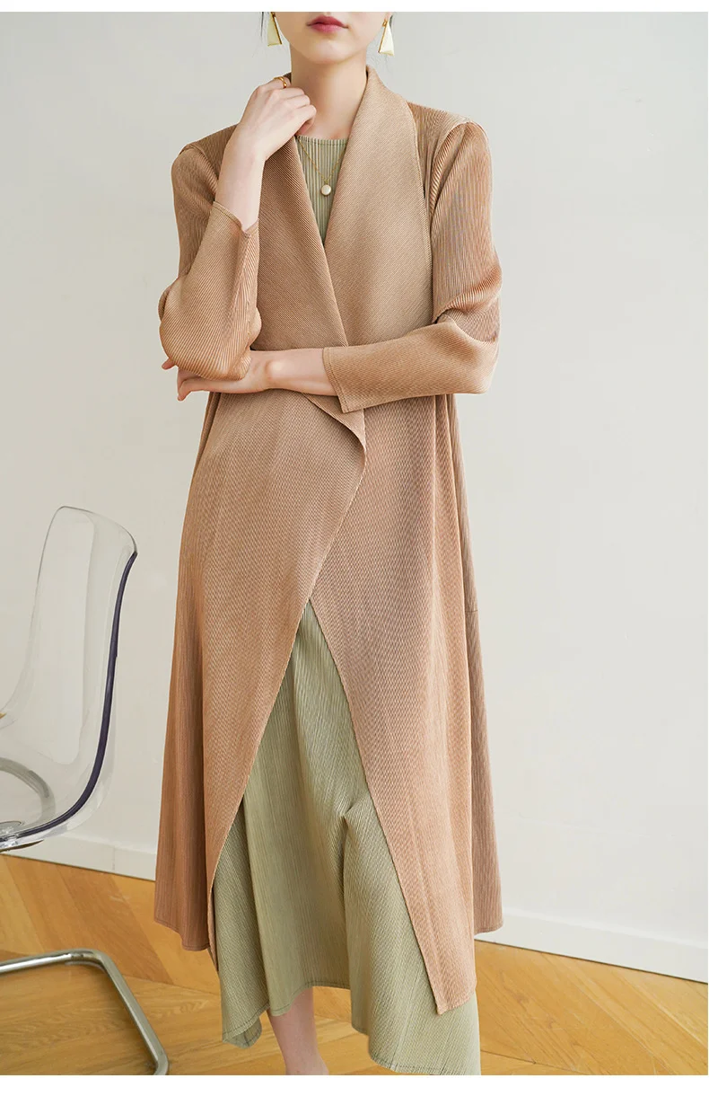 Imagem -03 - Miyake Plissado Trench Coat Cabolsa Outono Primavera e Inverno 2279