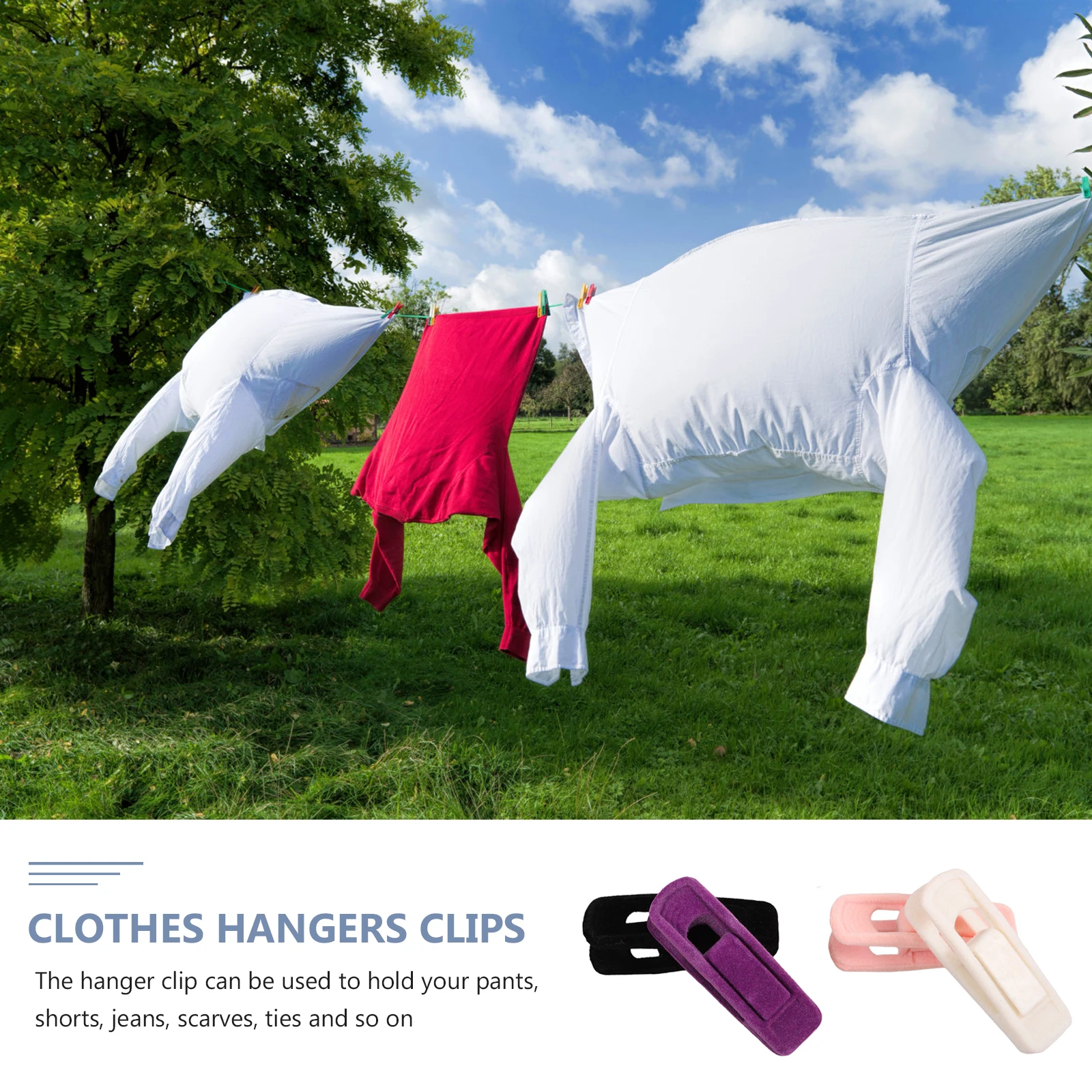 

40 Pcs Hanger Clips Clothing Pins for Pants Skirts 7x2 1x1 8CM Black Gray Purple White Pink Beige Red Each 5 Non Slip