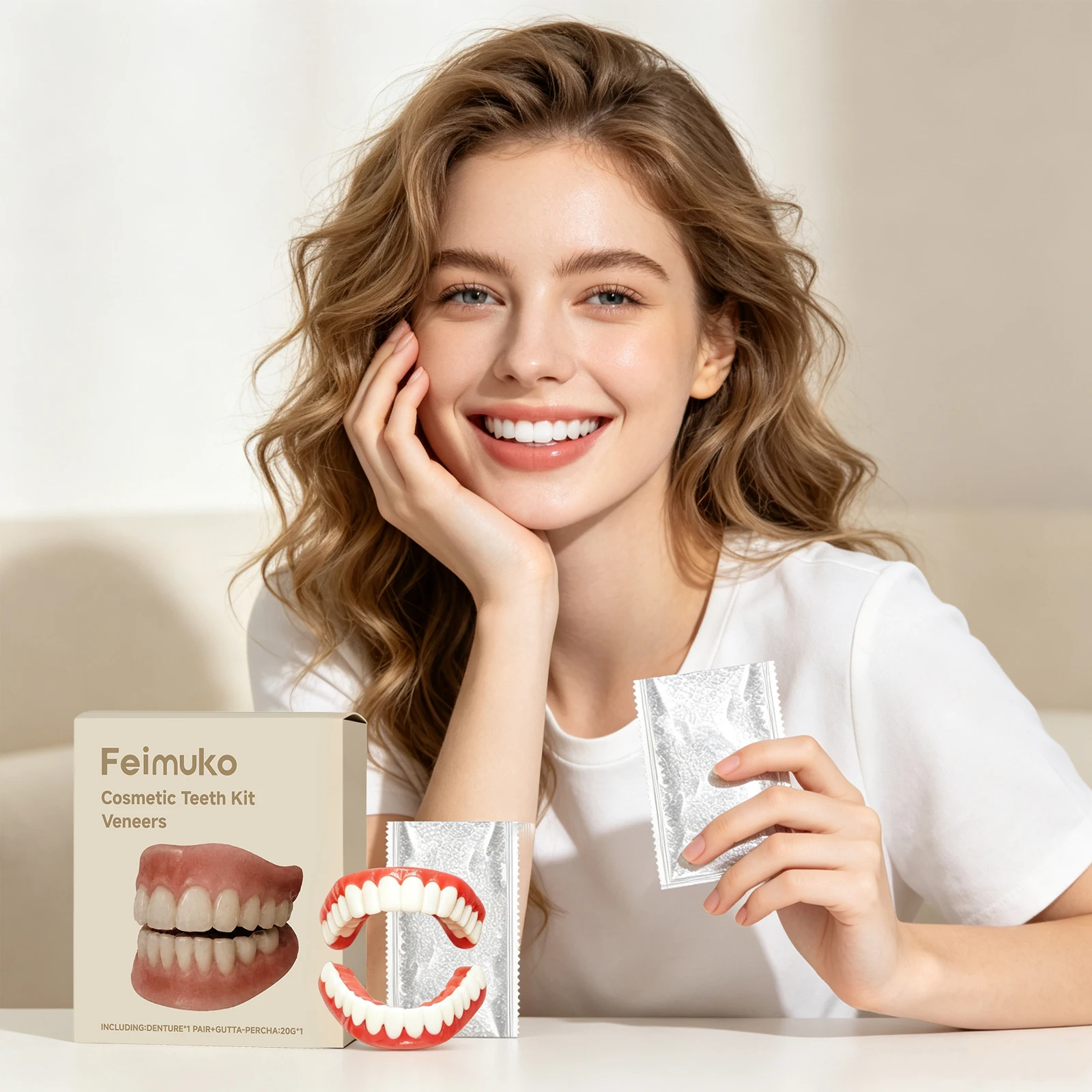 Soft Silicone Dentures Full Set Suit Fits Firmly Naturally Improve Dental Loss Reduce Teeth Spacing Daily Wear Smile Management