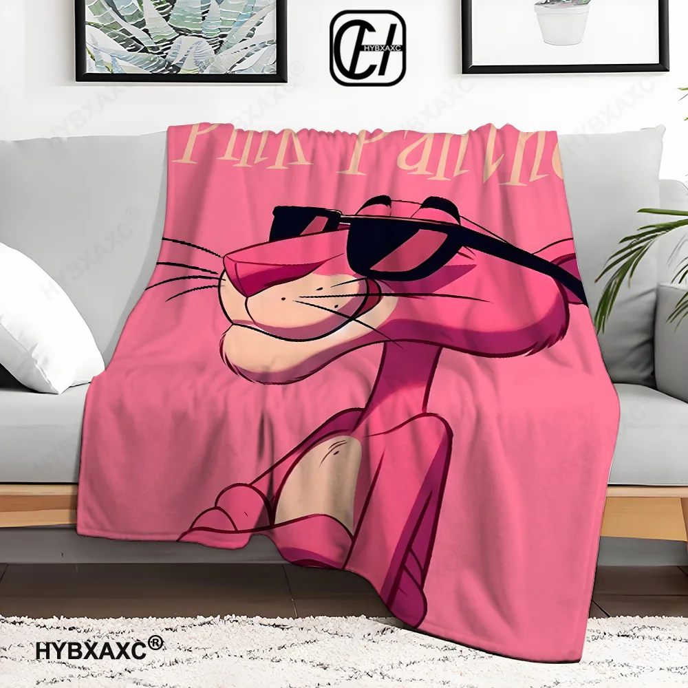 Cool P-PinkS PantherS Blanket Aesthetic Art Flannel Blanket Portable Home Travel Camping Sofa Picnic Cute pink cartoon Blanket