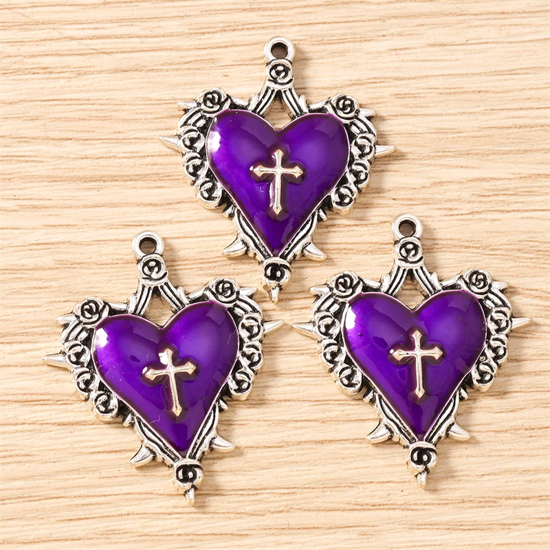 10 Stück 30 x 34 mm niedliche Emaille-Metall-Liebes-Herz-Charms-Anhänger für Halsketten, Ohrringe, Armbänder, DIY-Handwerk, Schmuckherstellung, Zubehör – Detail 6