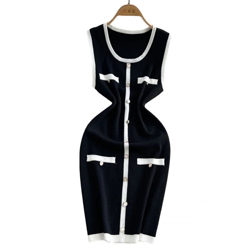 INS frauen schlank chic sommer taste gestrickt bodycon mini kurzes kleid lässig party U Neck mantel streetwear tank nachtclub kleid