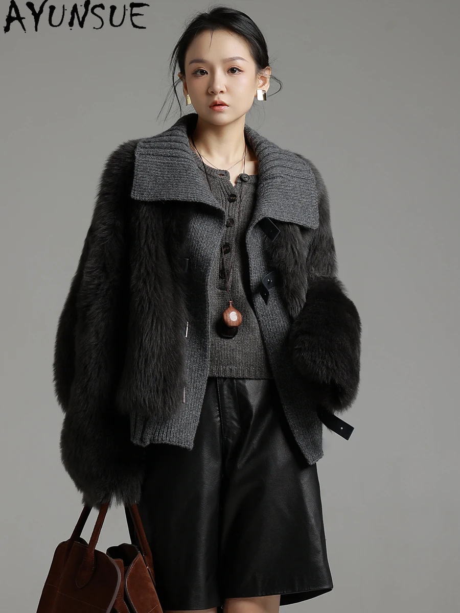 AYUNSUE Real Sheepskin Fur Coat Women Real Leather Jacket Winter Jackets Luxury Clothing Female Casual 2025 Шуба Женская