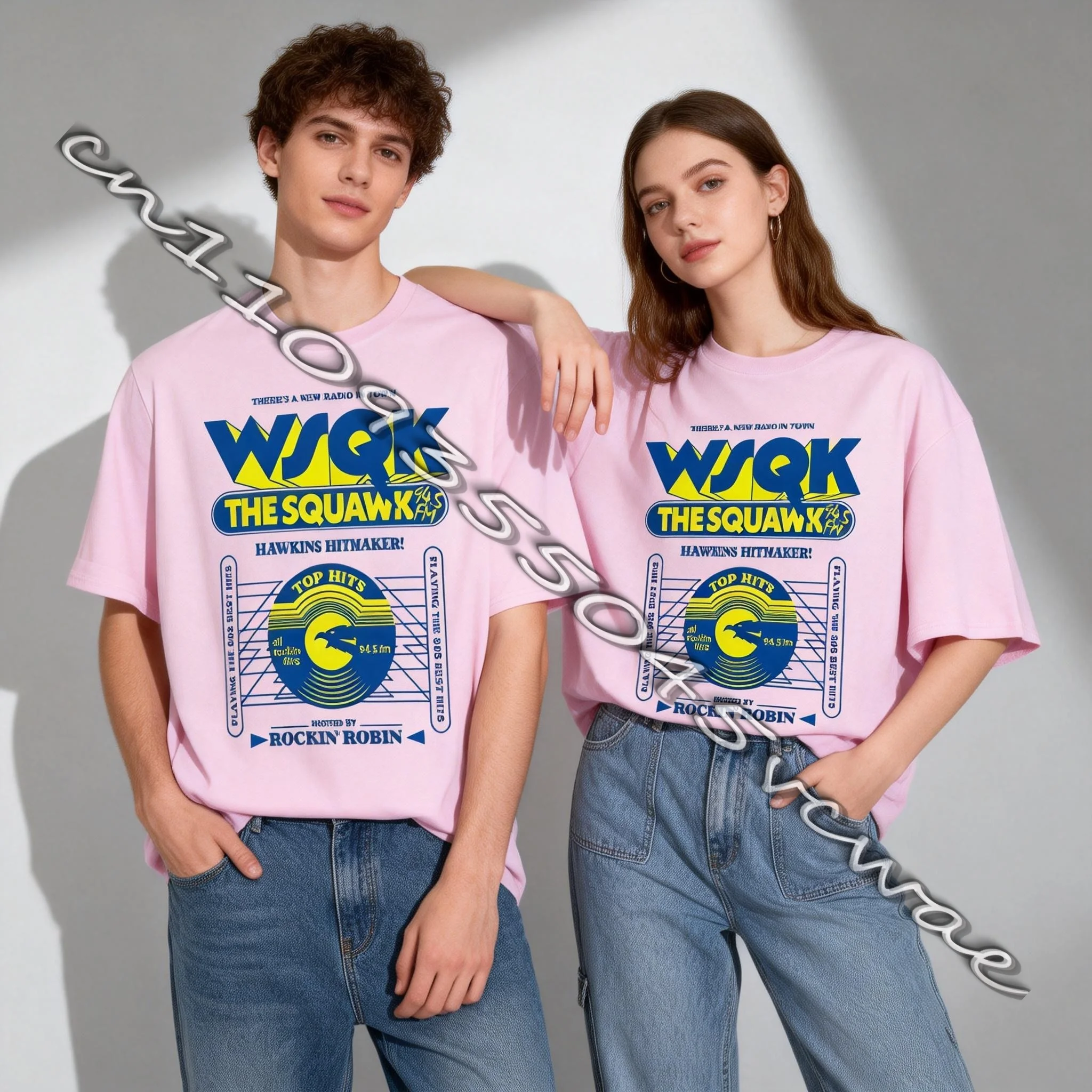 

Летняя коллекция 5 WSQK The Squawk 94,5 FM, креативная футболка с логотипом в стиле ретро, женская и мужская футболка больших размеров, новый стиль