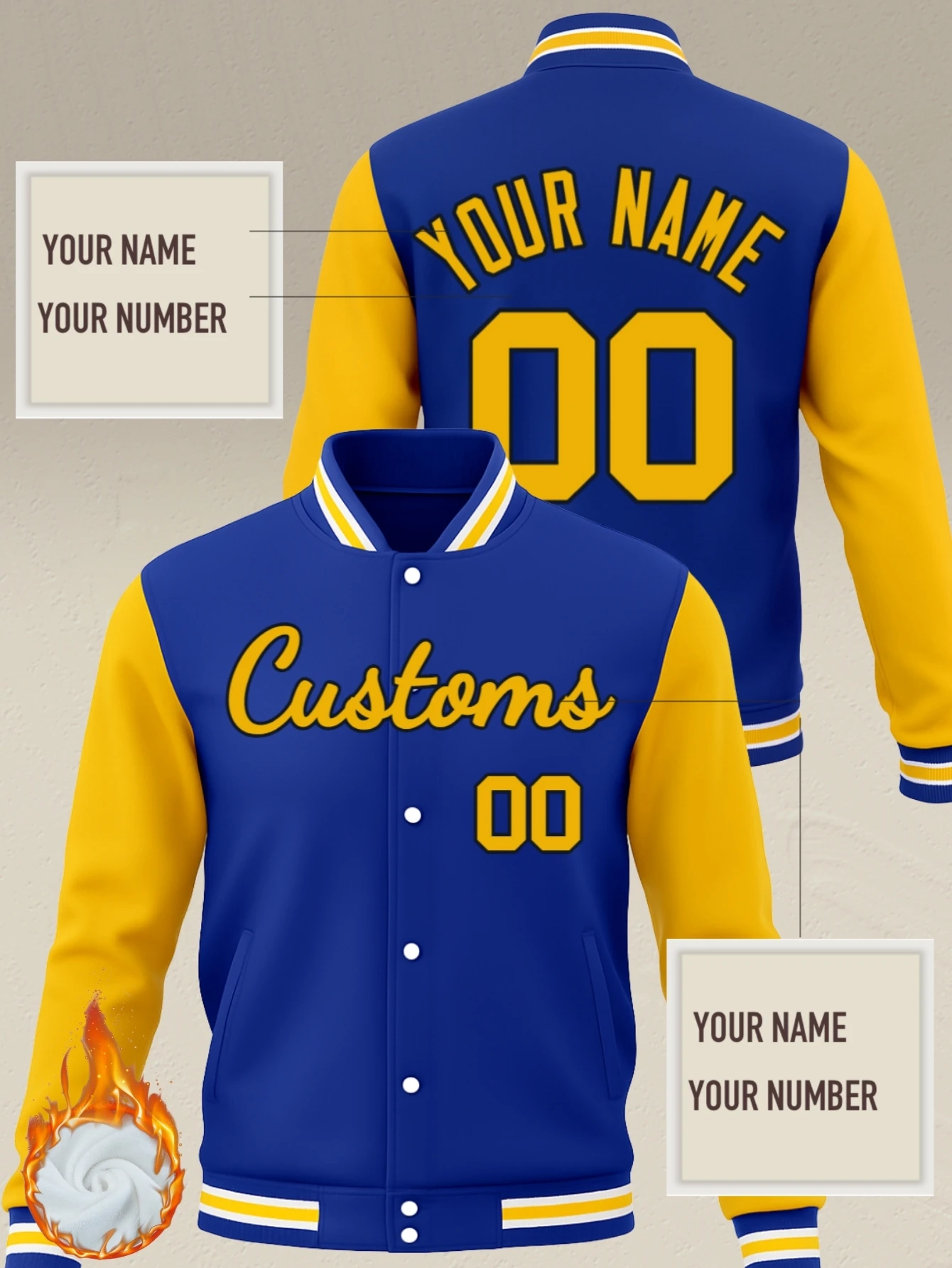 Custom  Jacket  Letterman Bomber winter warm Baseball diy Coat Personalized print Text Logo for Men
