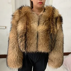 Women's fur coat Natural raccoon fur coat made from whole fur real fox fur coat High quality luxury fur coat keep warm in winter