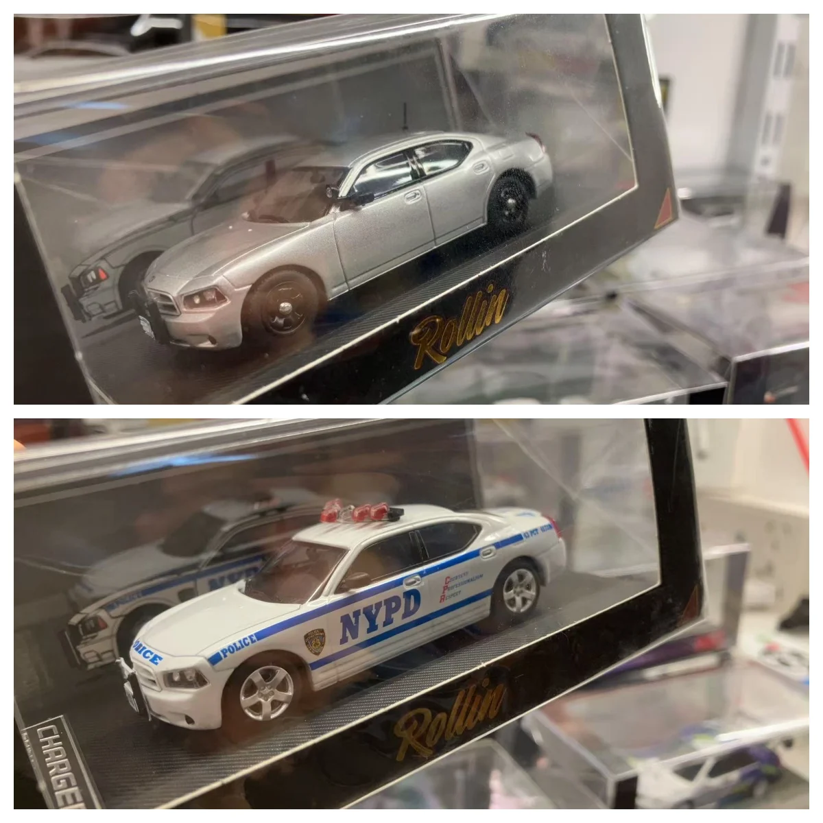 

Rollin 1:64 2008 Silver Charger Police Model Diecast Metal Car