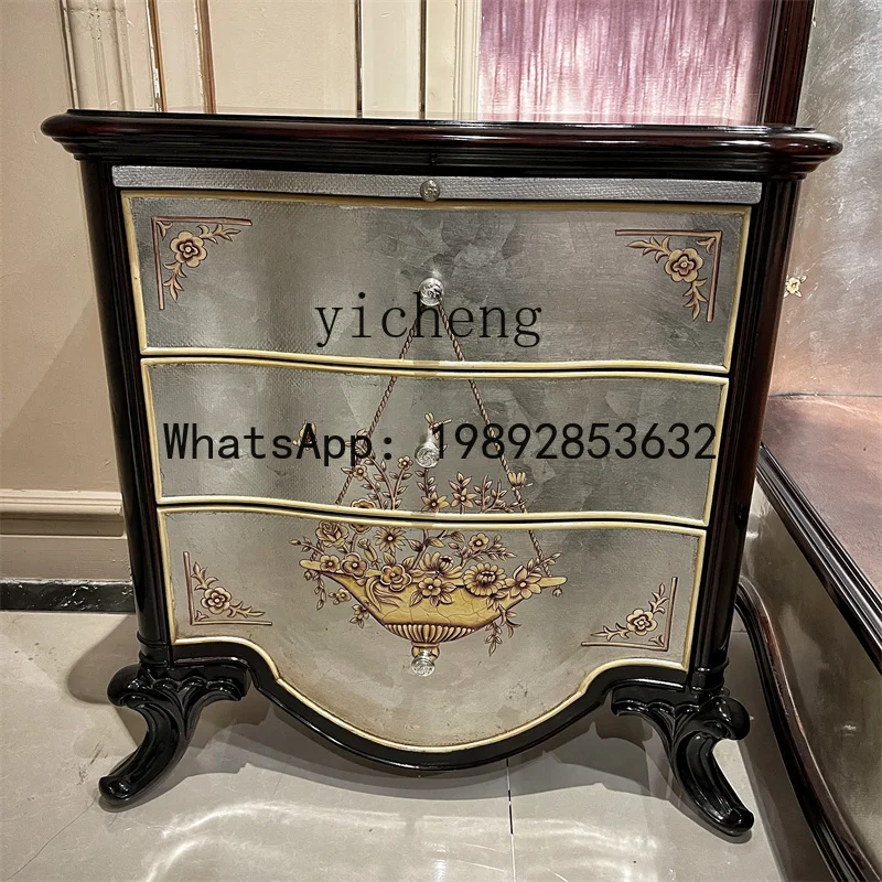 Neoclassical Mahogany Bedside Table English Style Furniture Bedside Cabinet