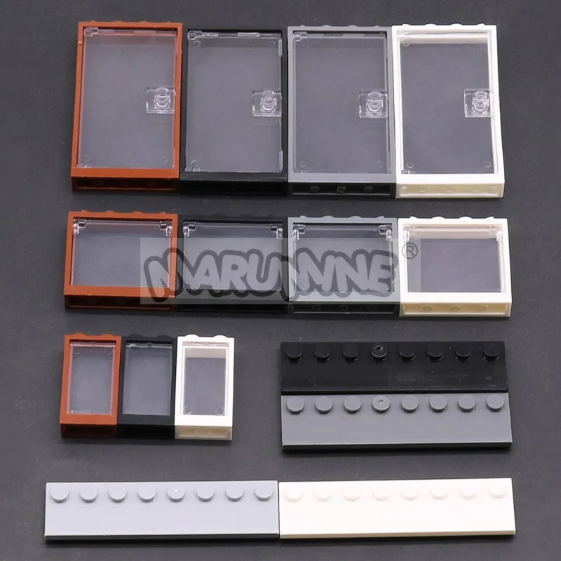 MARUMINE MOC Akcesoria do klocków konstrukcyjnych 32 SZT. Drzwi Okno Widok na ulicę miasta Model domu Zestaw klocków Kompatybilny z 60594