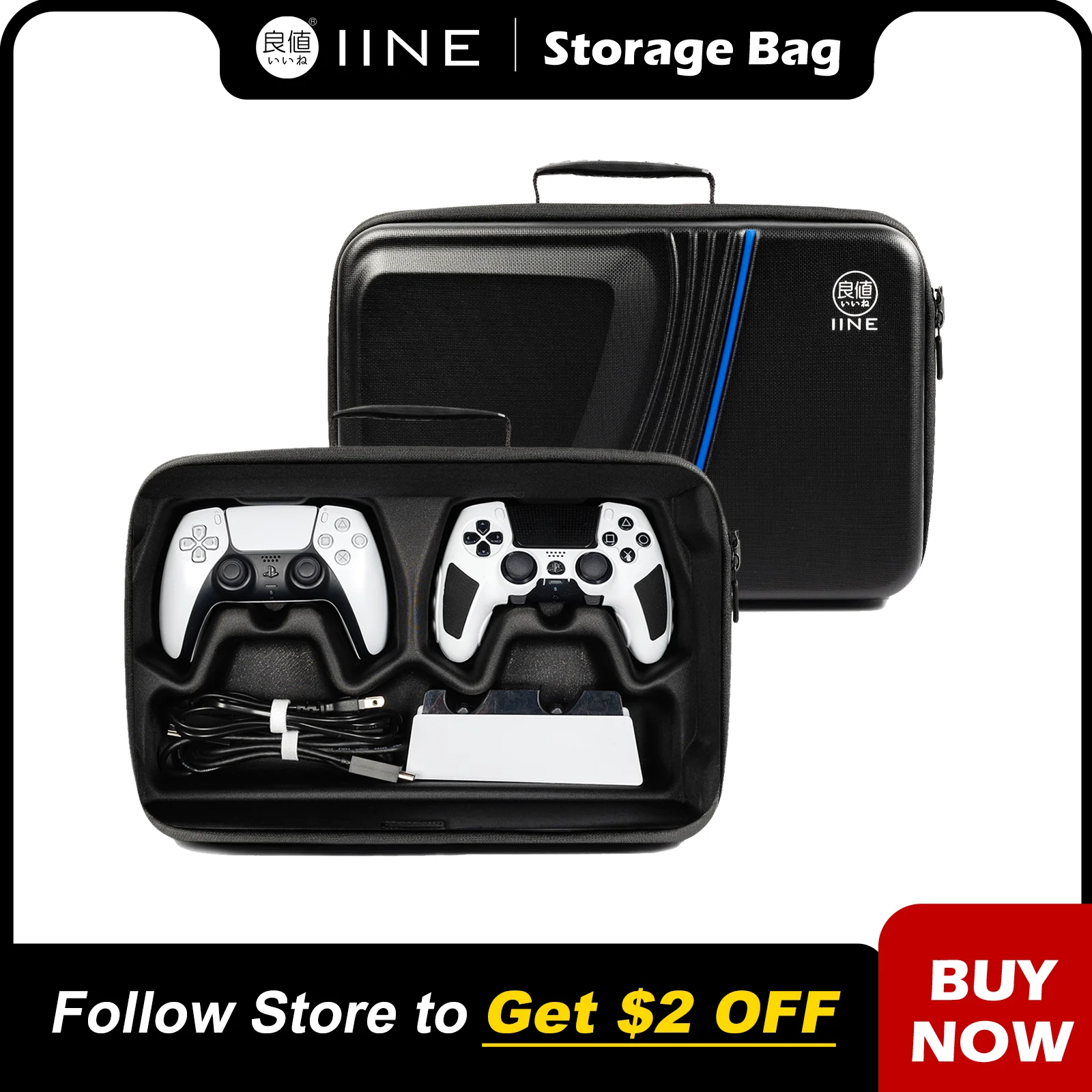 

IINE Carrying Storage Bag for PS5 Slim Large Capacity Water-proof Material Carrying Bag