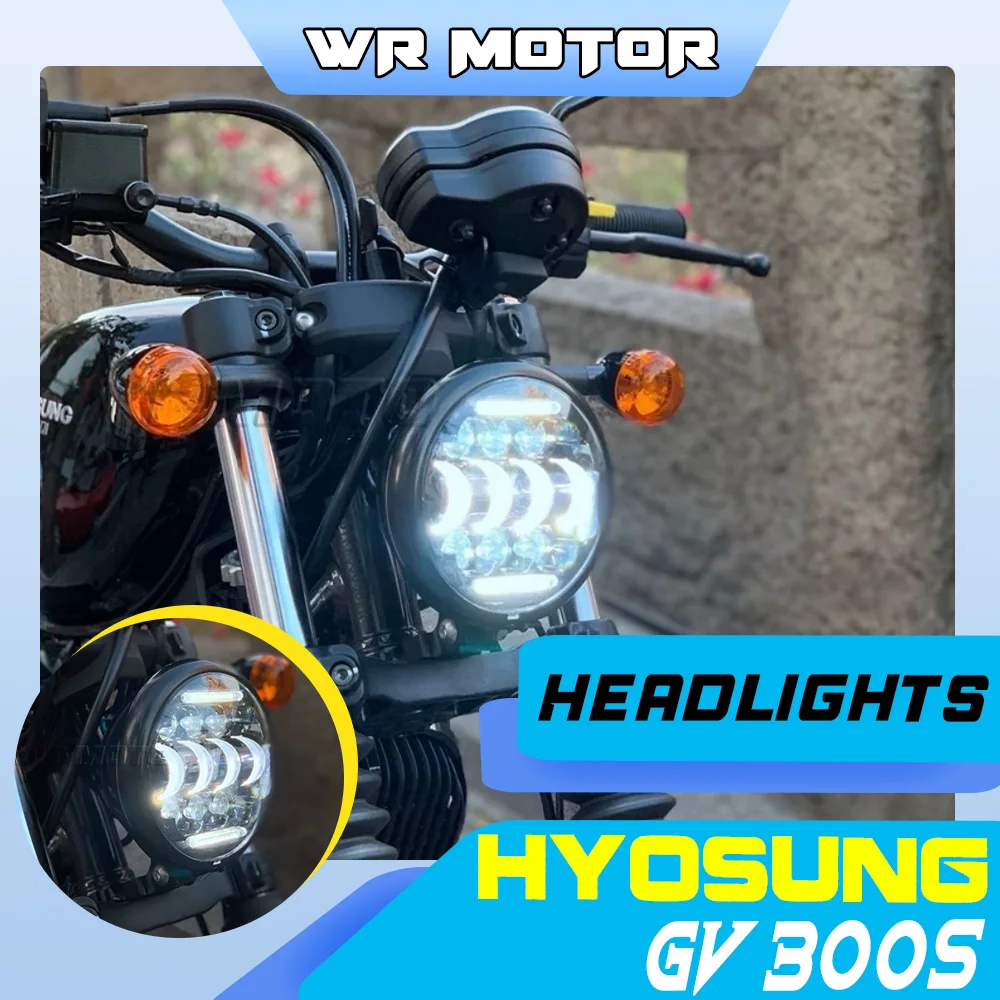 High Bright LED Projector Headlight DRL Hi‑Low Beam Direct Plug Fit For HYOSUNG GV300S Front Light Modification Parts