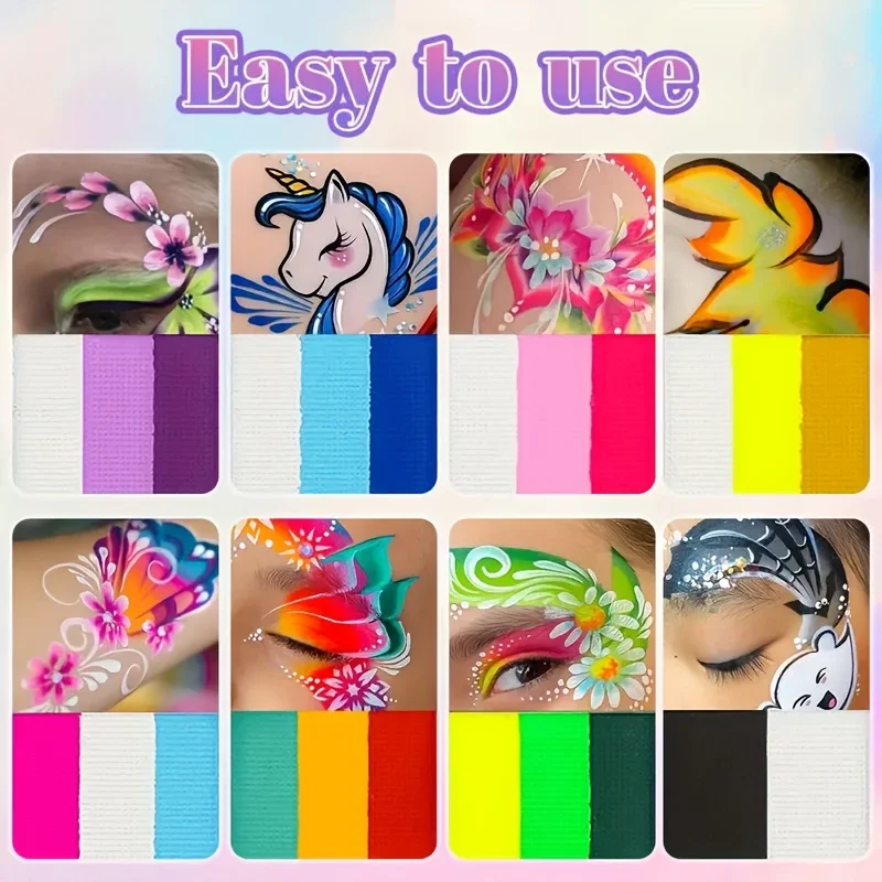 8 Colours Water-Soluble Rainbow Palette Children's Face Body Paint, Halloween Stage Makeup Body Paint Pigments Face Makeup