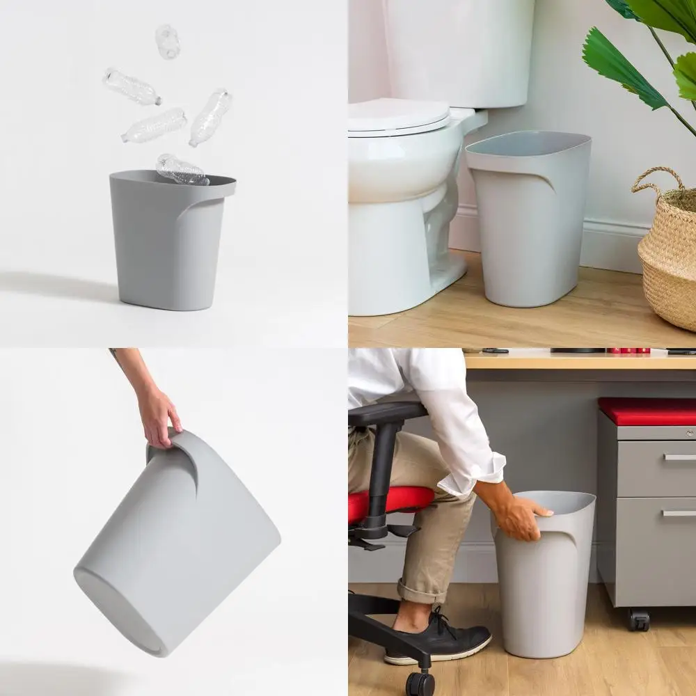 

3-Piece 6 Gallon Wastebaskets with Handles, Ideal for Home and Office, Gray