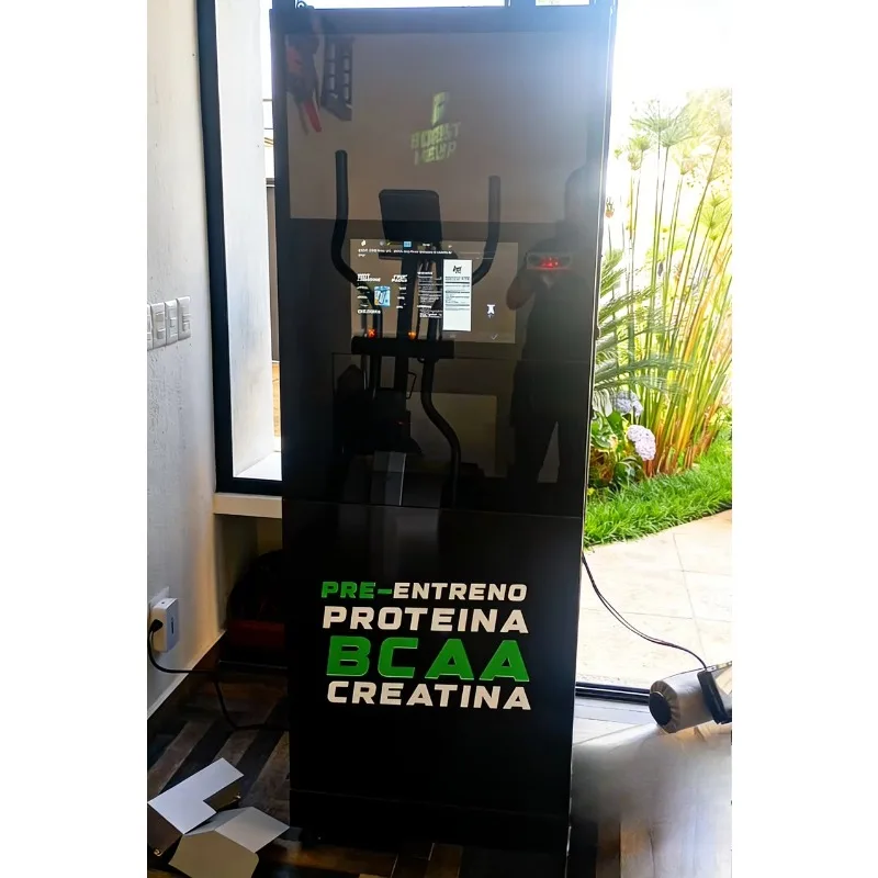 Customized Protein Vending Machine Glossy Black Touch Screen Pre-workout Powder Automatic Mixing Dispenser For Fitness Center