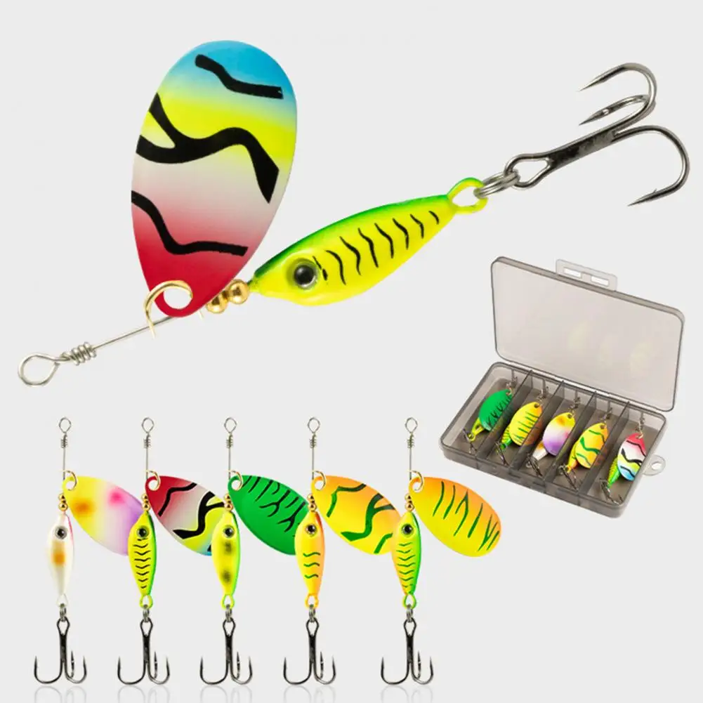 

5Pcs 7.5CM/9G Fishing Lure with Metal Spinner Blade Sharp Hook Rotating Sequin Spoon Spinnerbait Bionic Bait Fishing Accessories